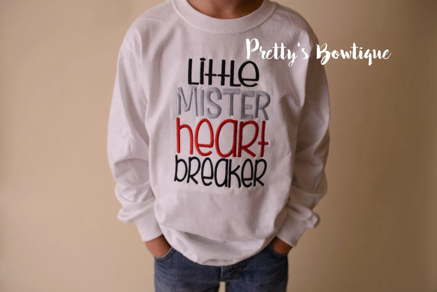 Boys Valentine's Shirt Little Mister heart breaker-- Boys Valentine shirt or bodysuit