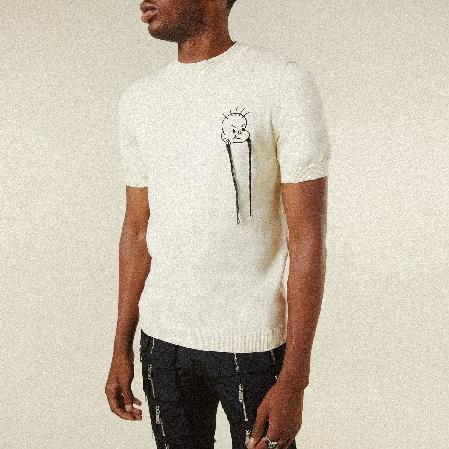 DOODLE BOY KNIT T-SHIRT - ECRU