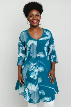 Gayle Top, Teal Mist, Batik Art