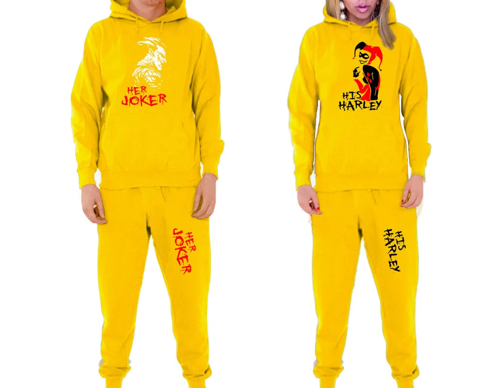 Her Joker His Harley Couple Matching Hoodie and Jogger Pants Top&Bottom Sets