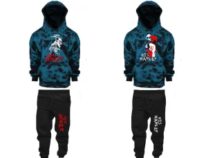 Her Joker His Harley Couple Matching Tie Dye Hoodies and Fleece Jogger Pants Sets