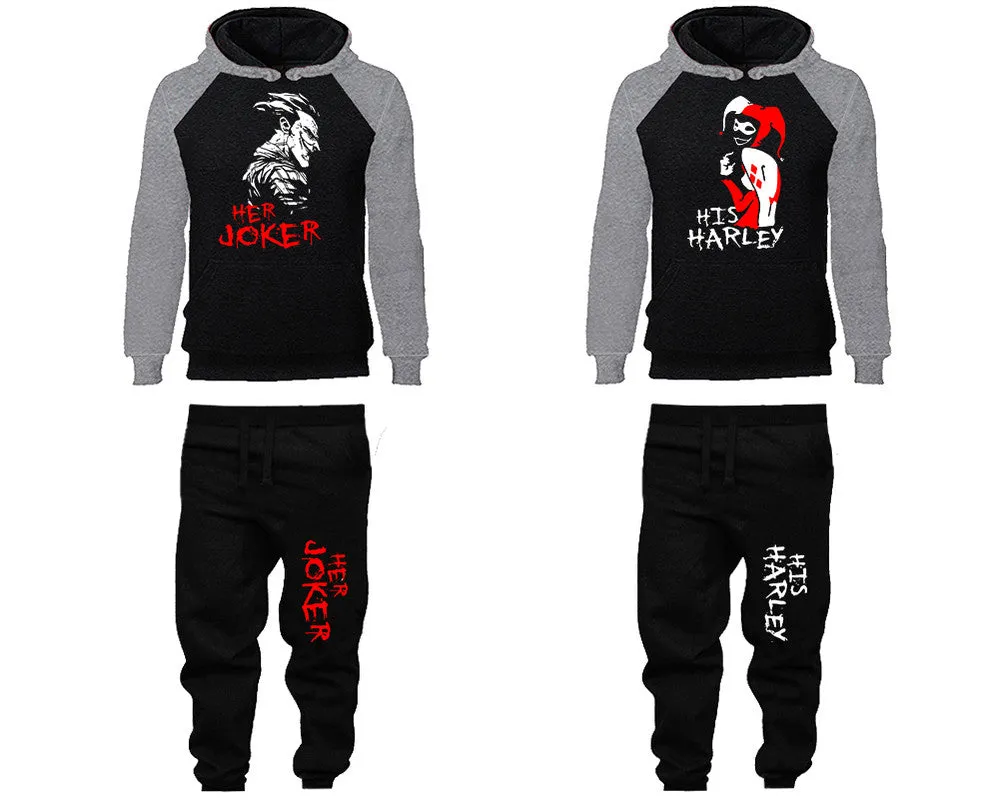 Her Joker His Harley Hoodie and Jogger Pants Top & Bottom Set