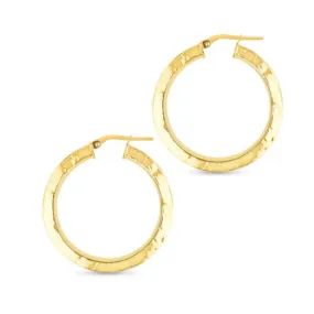 Textured, Squared-Edged Hoops - Gold